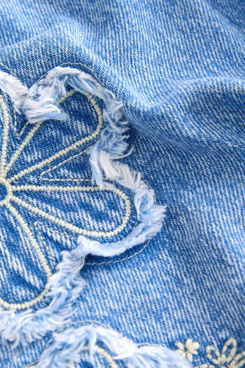 Kids' Flower Embroidered Denim Shorts