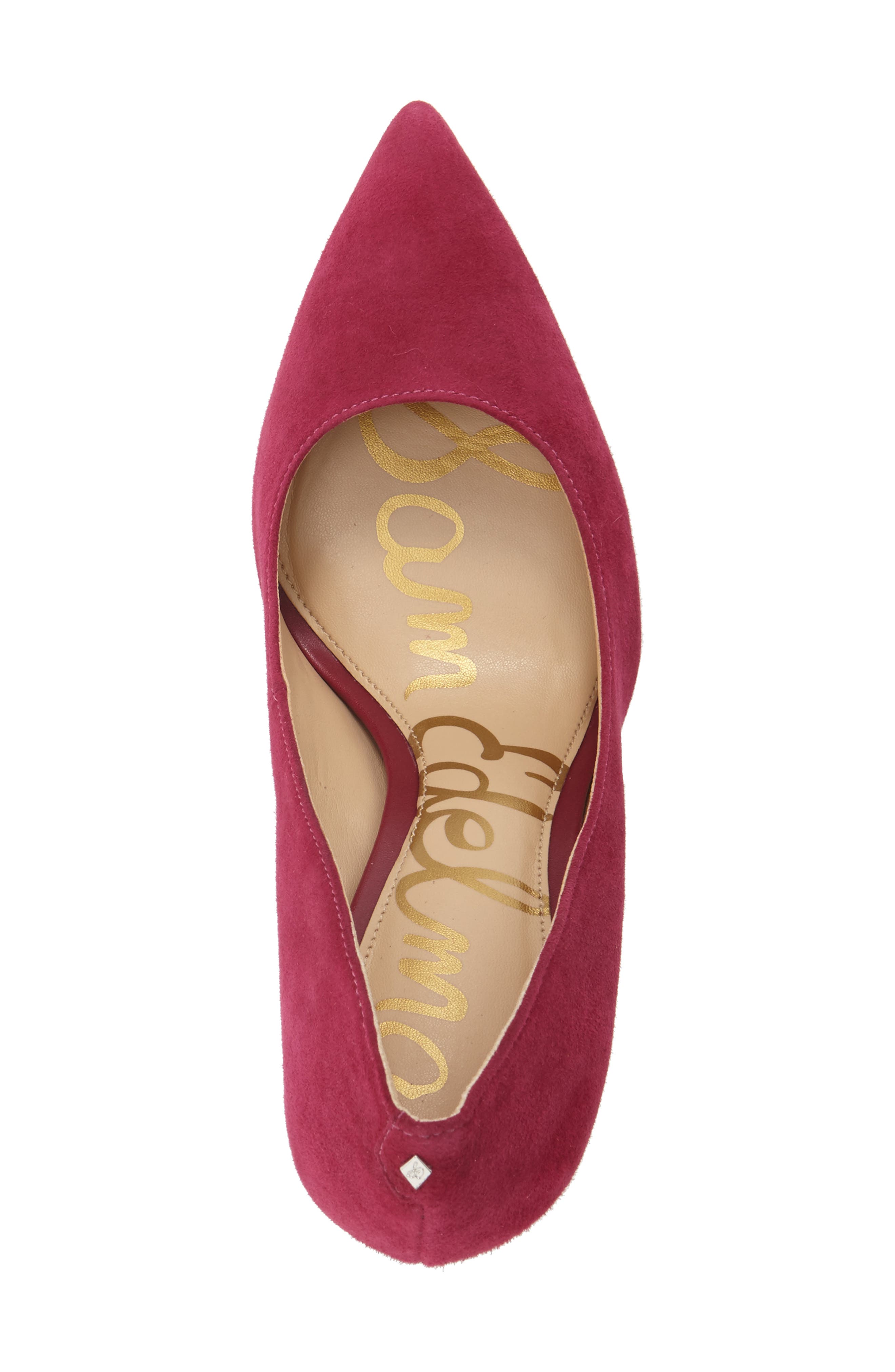 Hazel Pointed Toe Pump, Alternate, color, PINK GARNET SUEDE