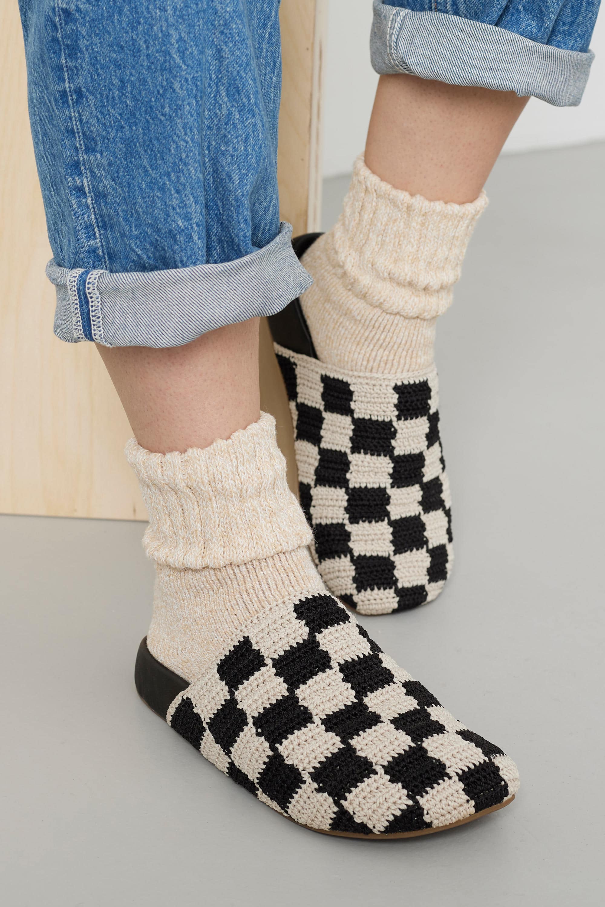 The Sak Bolinas Crochet Clog Shoe, Alternate, color, Black Check