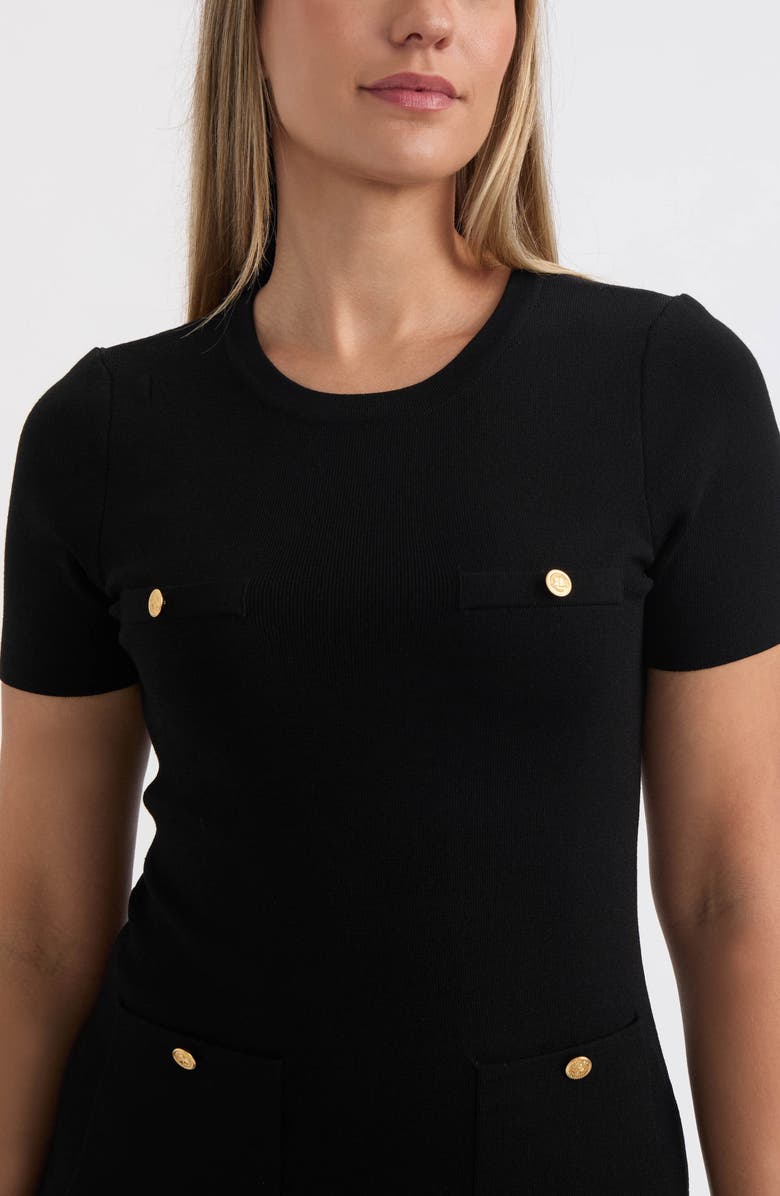 Ellen Tracy Pleated Sweater Dress, Alternate, color, Black