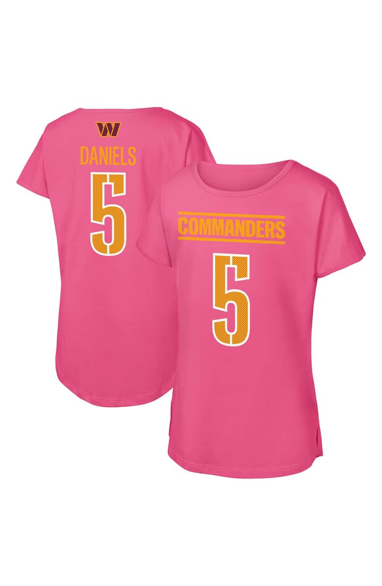 Outerstuff Girls Youth Outerstuff Jayden Daniels Pink Washington Commanders Player Name & Number T-Shirt, Main, color, Pink