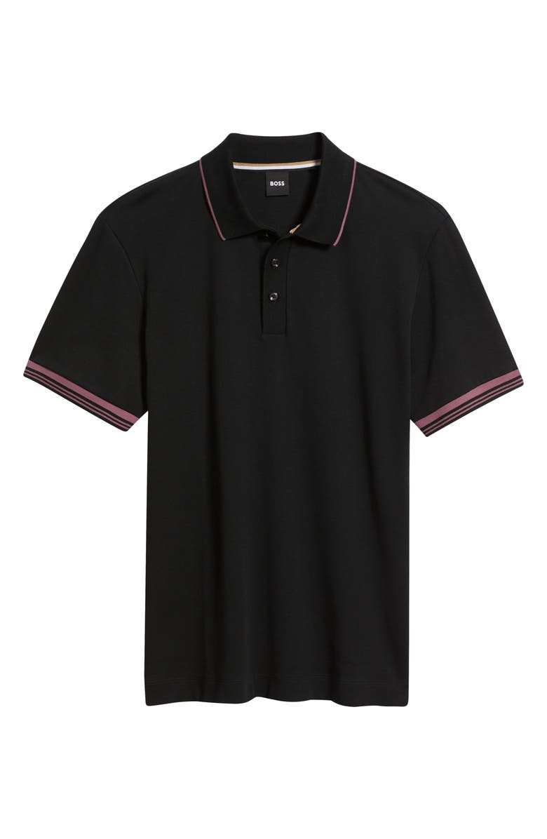 BOSS Parlay Tipped Cotton Polo, Alternate, color, Black