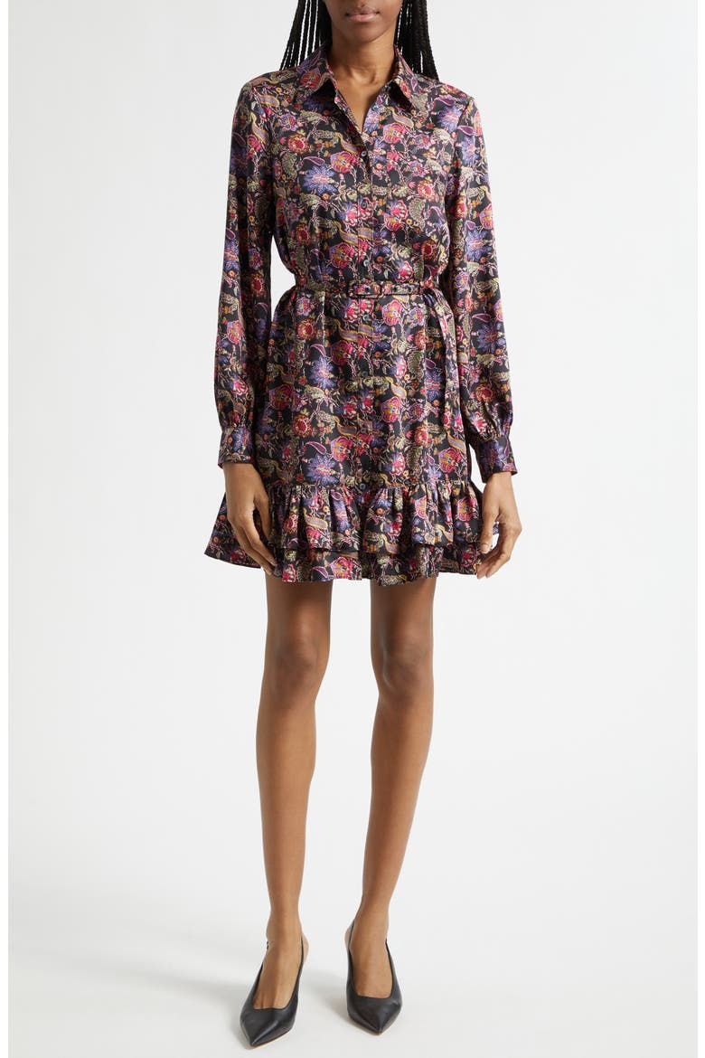 Tirza Paisley Eclipse Long Sleeve Shirtdress, Main, color, BLACK MULTI