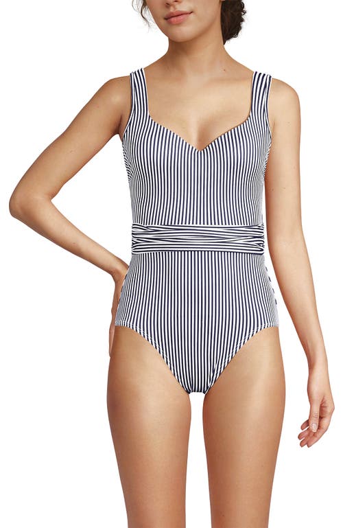 LANDS' END LANDS' END SLENDER SUIT BELTED SWEETHEART ONE PIECE 