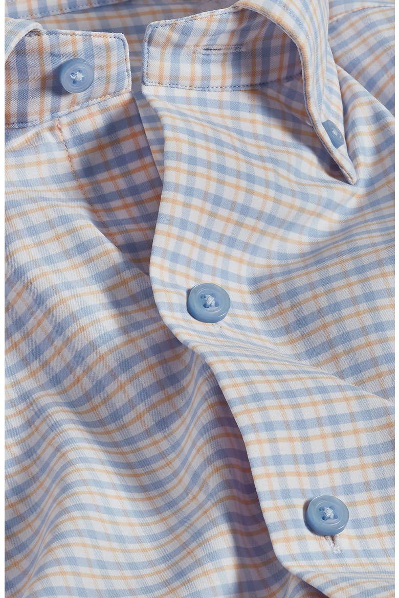 Grid Print Performance Sport Shirt, Alternate, color, WHITE/ BLUE