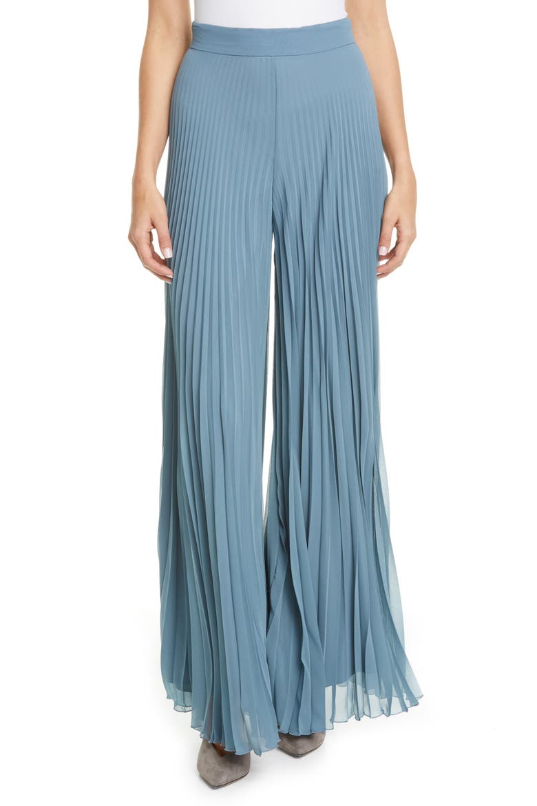 Pagode Pleated Georgette Pants, Main, color, AVIO