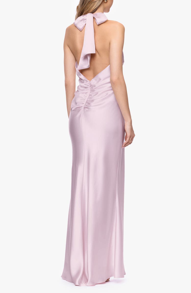 Xscape Evenings Halter Satin Gown, Alternate, color, Light Pink