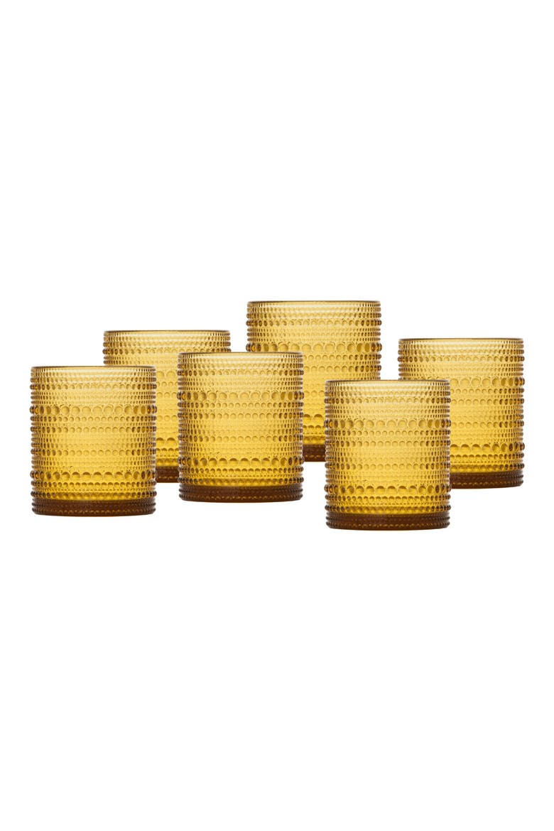 Jupiter Set of 6 Double Old Fashion Glasses, Main, color, AMBER