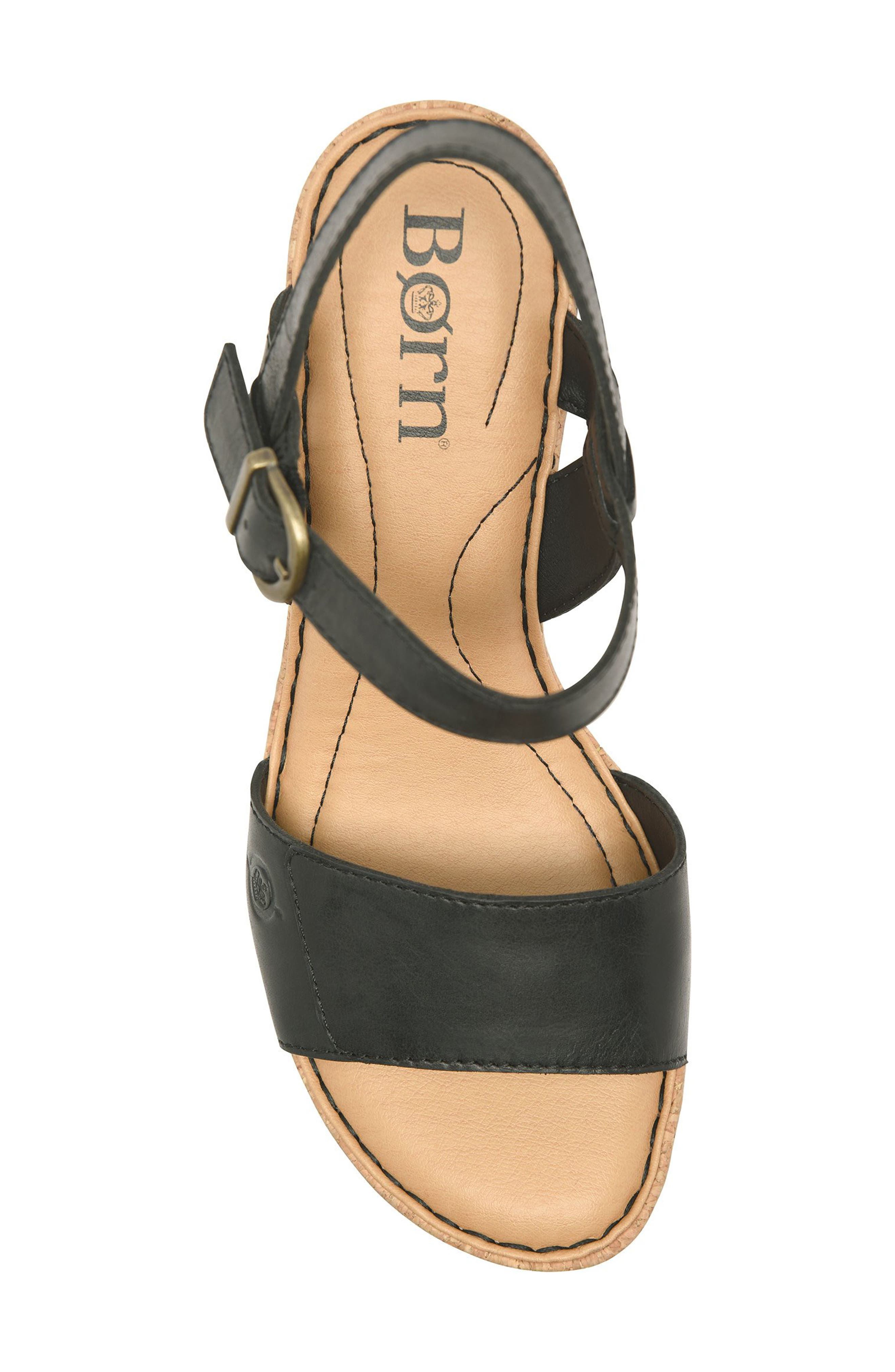 Børn Janine Wedge Sandal, Alternate, color, Black Leather
