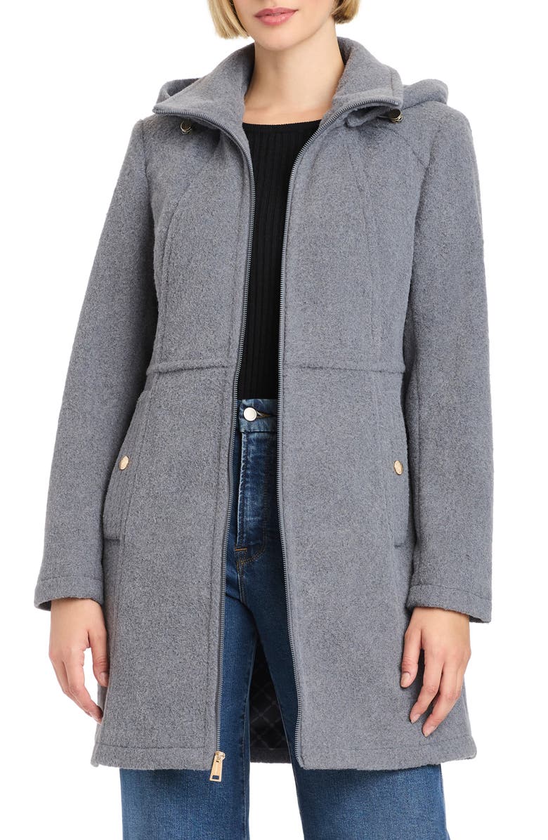Vince Camuto Walking Coat with Removable Hood, Alternate, color, Heather Gray