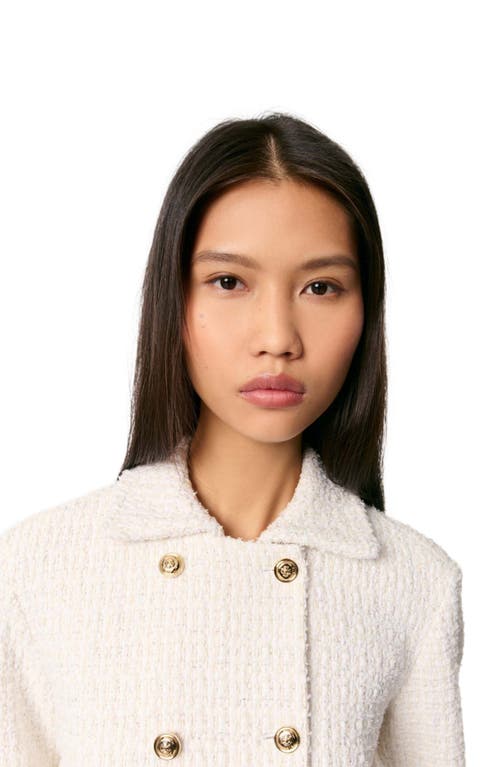 Maje Tweed Bomber Jacket In Ecru