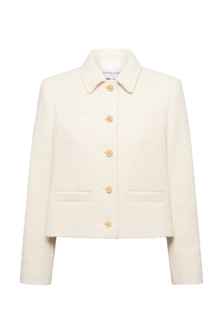 Norine Short Tweed Jacket, Alternate, color, Ecru
