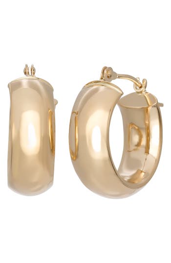 Fuzion Creations Wide Petite Hoop Earrings In Yellow