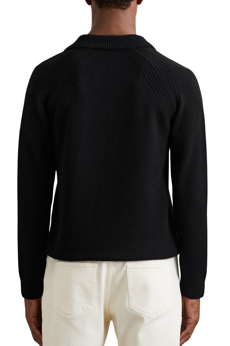 Banbury Wool & Cashmere Johnny Collar Sweater, Alternate, color, BLACK