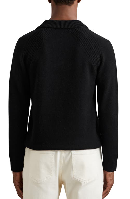 Reiss Banbury Wool & Cashmere Johnny Collar Sweater In Black