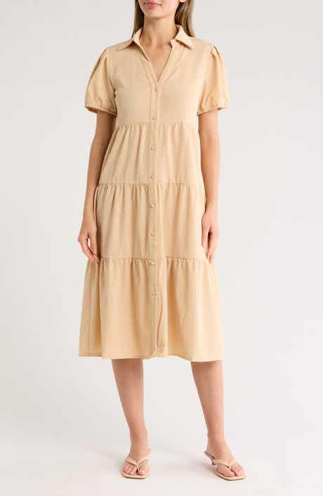 AREA STARS Bellina Cotton Tiered Shirtdress