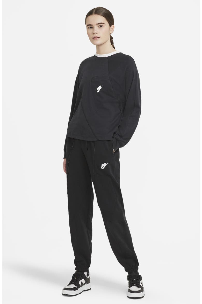 Sportswear Tapered Fleece Sweatpants, Alternate, color, BLACK/ WHITE