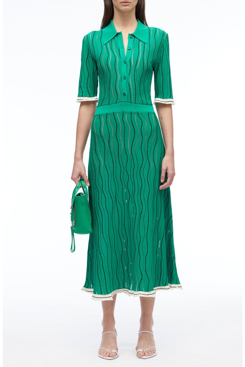 Art Nouveau Jacquard Polo Dress, Main, color, PALM MULTI