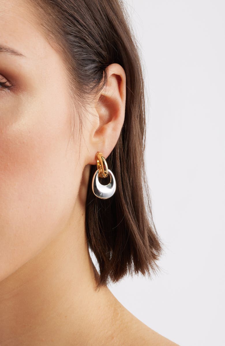 Nordstrom Polished Mixed Metal Frontal Hoop Earrings, Alternate, color, Gold- Silver