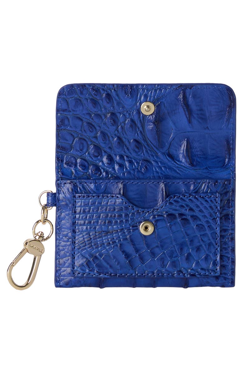 Brahmin Ricki Croc Embossed Leather Card Case, Alternate, color, Blue Alden Road