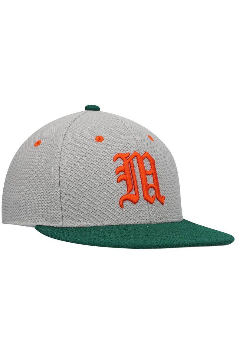 Men's adidas Gray Miami Hurricanes On-Field Baseball Fitted Hat, Alternate, color, Gray