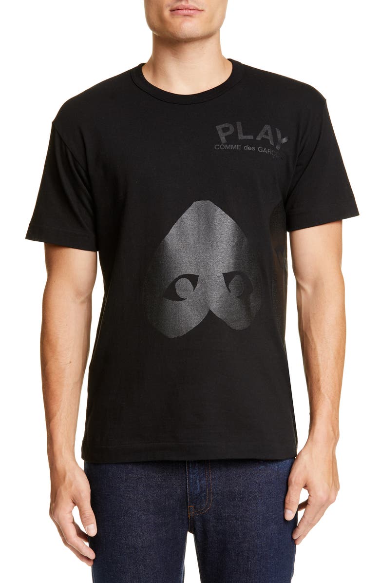 Comme des Garçons PLAY Double Heart Graphic Tee, Main, color, Black