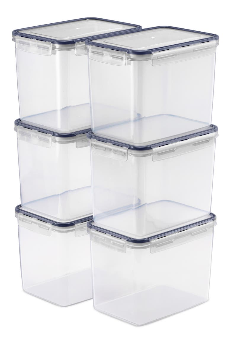 6-Piece Food Storage Container Set, Main, color, CLEAR