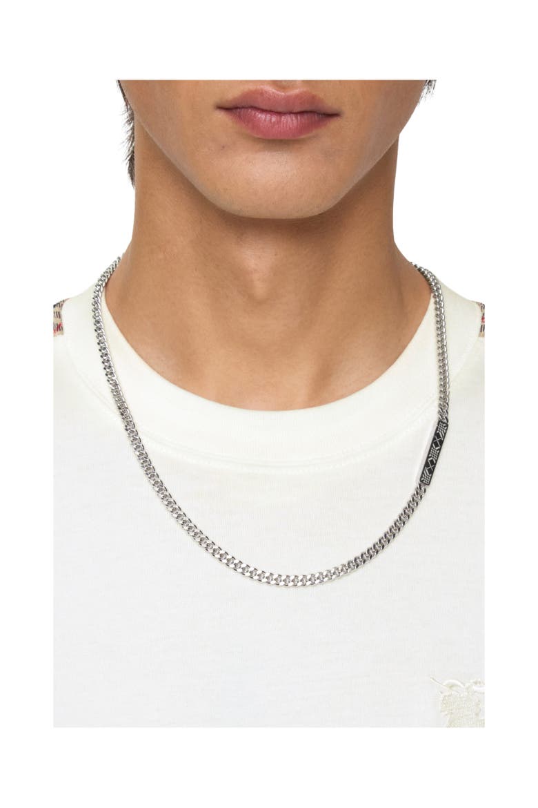 Engraved Check Chain Necklace, Alternate, color, Silver