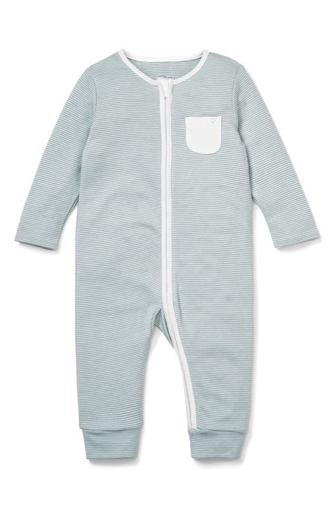 Clever Zip Stripe Fitted One-Piece Pajamas