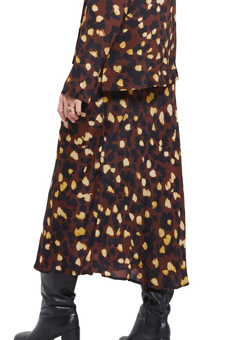 Fluid Viscose Long Skirt, Alternate, color, Brown