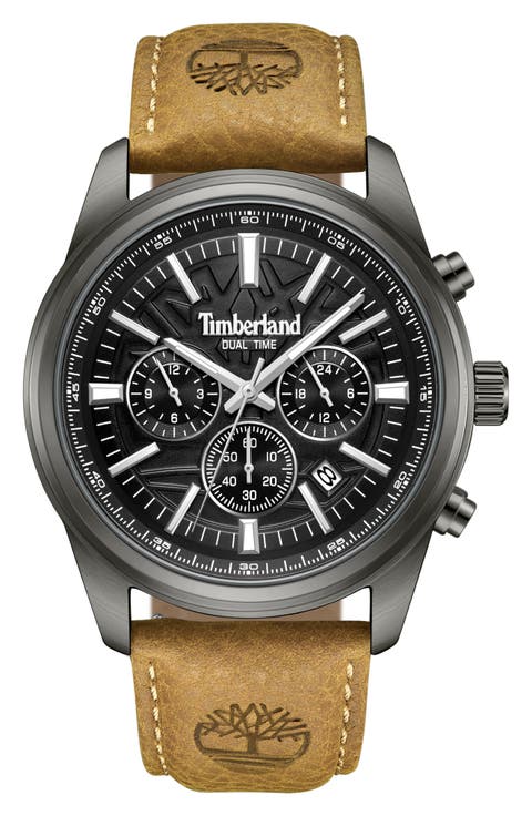 Northbridge Multifunction Chronograph Leather Strap Watch, 45mm
