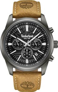 Timberland Northbridge Multifunction Chronograph Leather Strap Watch, 45mm