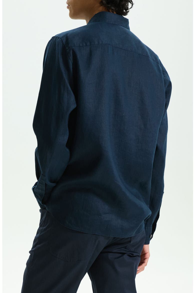 Military LS.Relaxed Linen Button-Up Shirt, Alternate, color, BALTIC