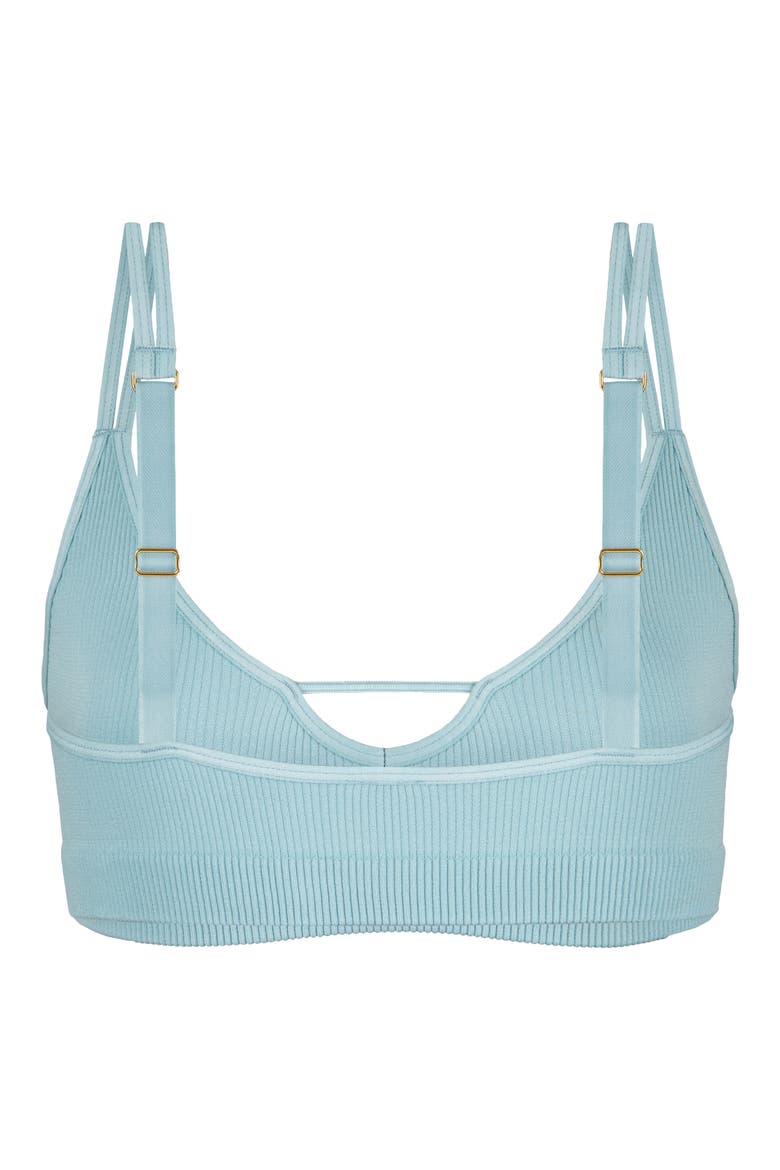 Seamless Rib Adjustable V-Neck Bralette, Alternate, color, SKY BLUE