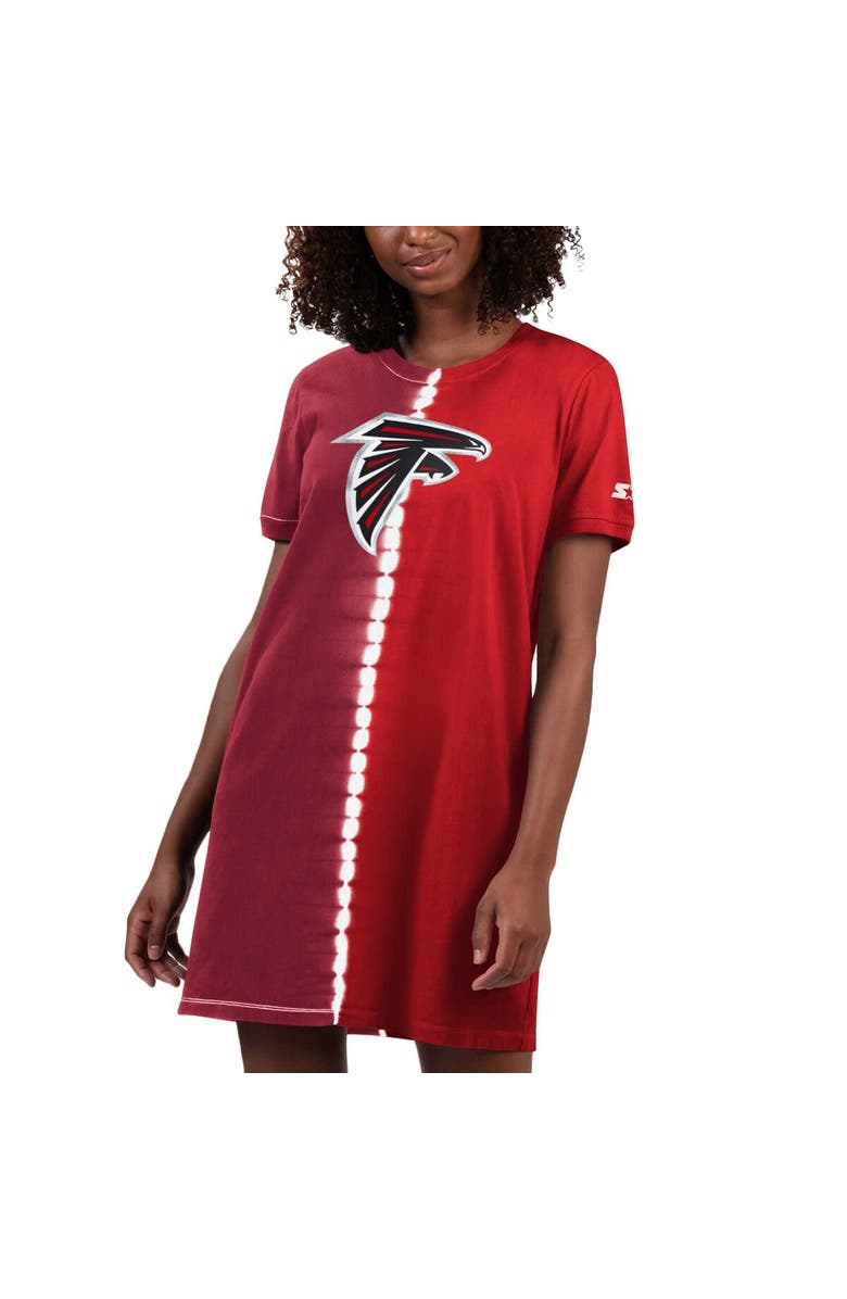 STARTER Women's Starter Red Atlanta Falcons Ace Tie-Dye T-Shirt Dress, Alternate, color,