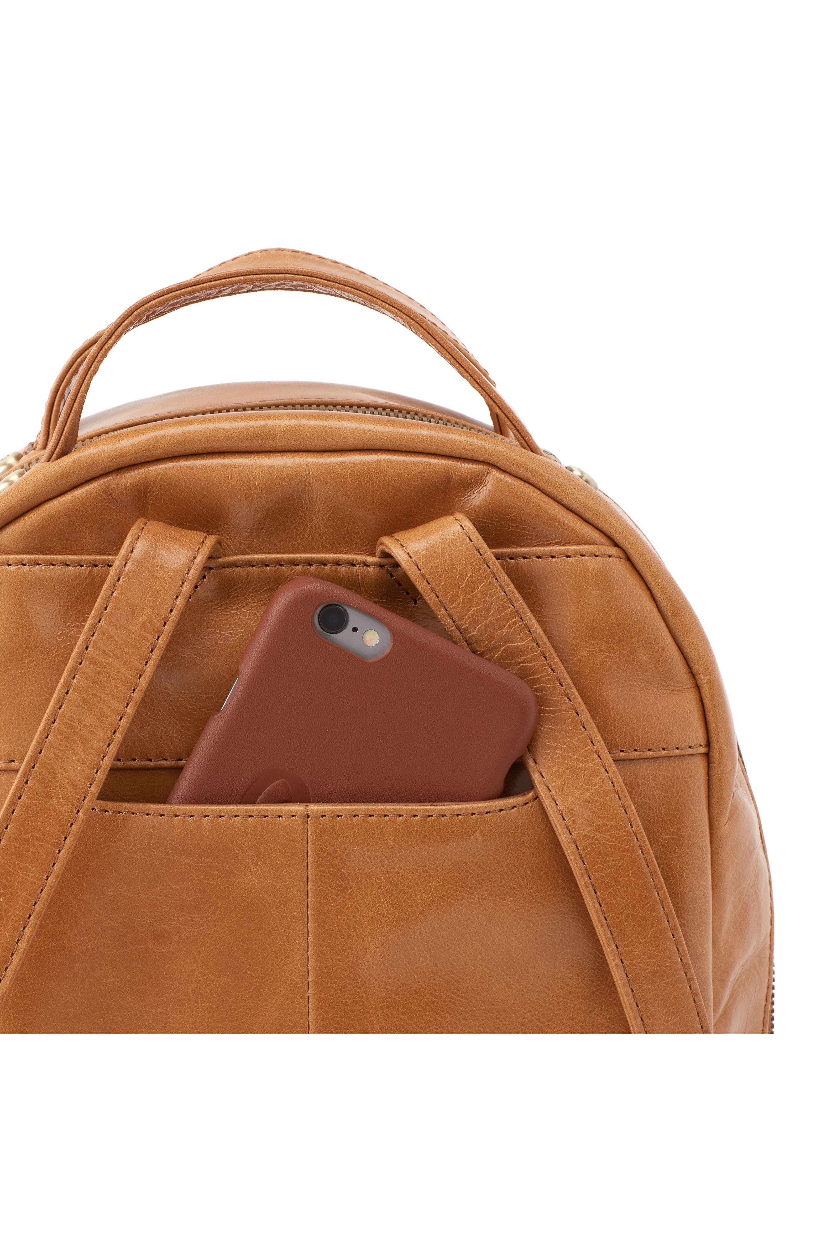 Hogan Leather Backpack, Alternate, color, HONEY
