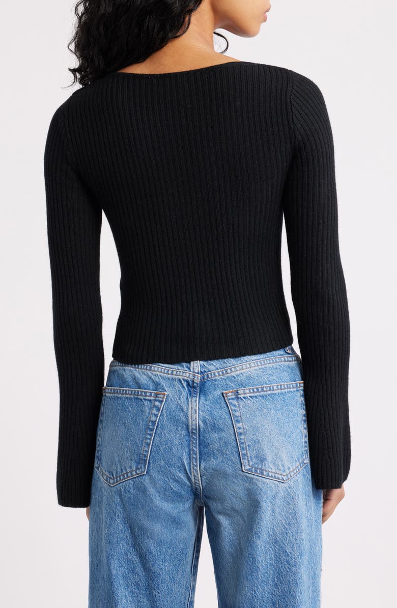 Madewell V-Neck Wool Rib Sweater Top, Alternate, color, True Black