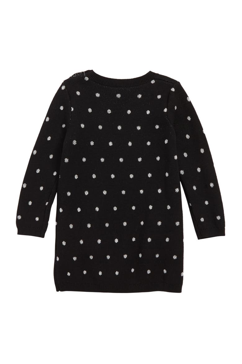 Fuzzy Pocket Sweater Dress, Alternate, color, BLACK- SILVER DOT