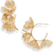 Tasha Faux Pearl Flower Hoop Earrings