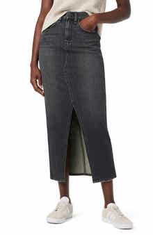 Reconstructed Stretch Cotton Denim Maxi Skirt