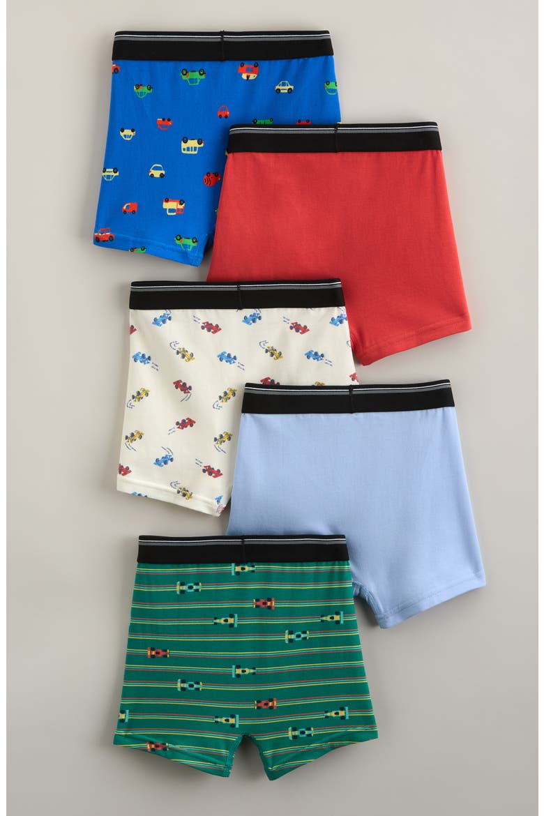 Kids' Assorted 5-Pack Stretch Cotton Boxer Briefs, Alternate, color, BLUE CAR VARIETY PACK