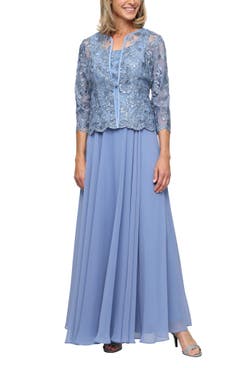 Alex Evenings Abito Lungo Da Cerimonia Per Donna - Maniche 3/4, Scollo A Cuore, Jersey Morbido, Con Coppe, Lunghezza 137,8 Cm