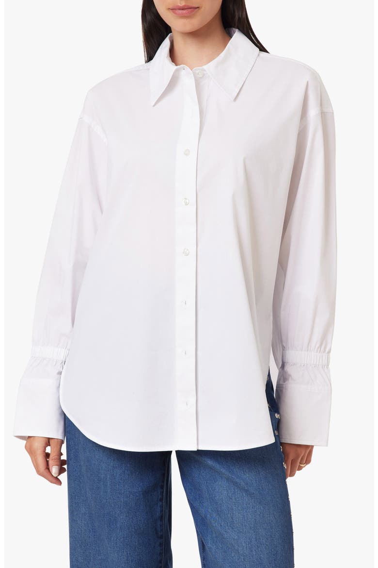 Cinched Cuff Stretch Poplin Shirt, Main, color, BRIGHT WHITE