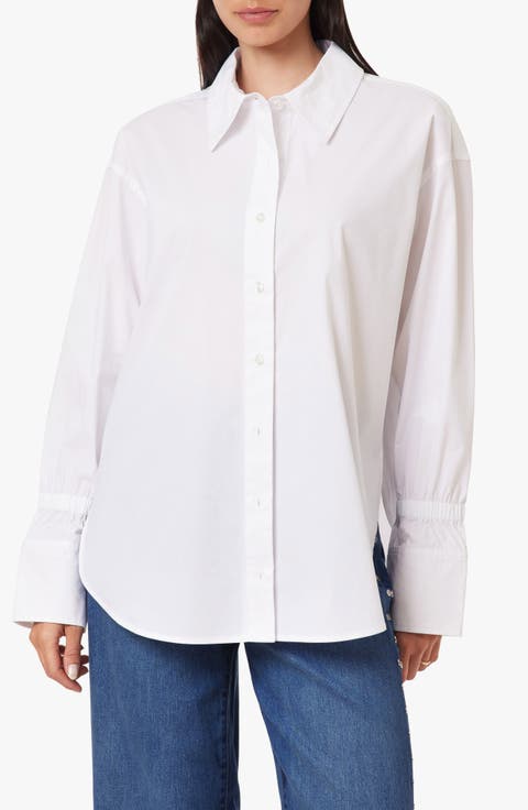 Cinched Cuff Stretch Poplin Shirt