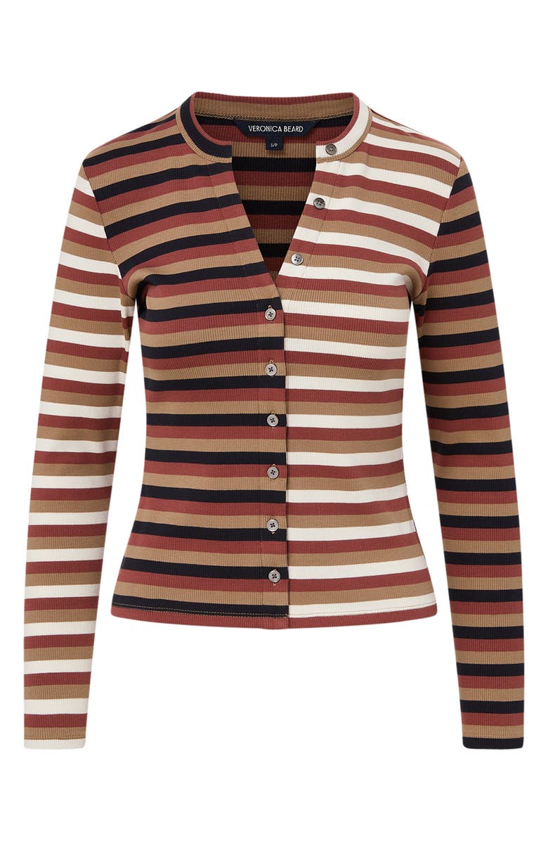 Veronica Beard Dilia Stripe Top, Alternate, color, Navy Red Oak