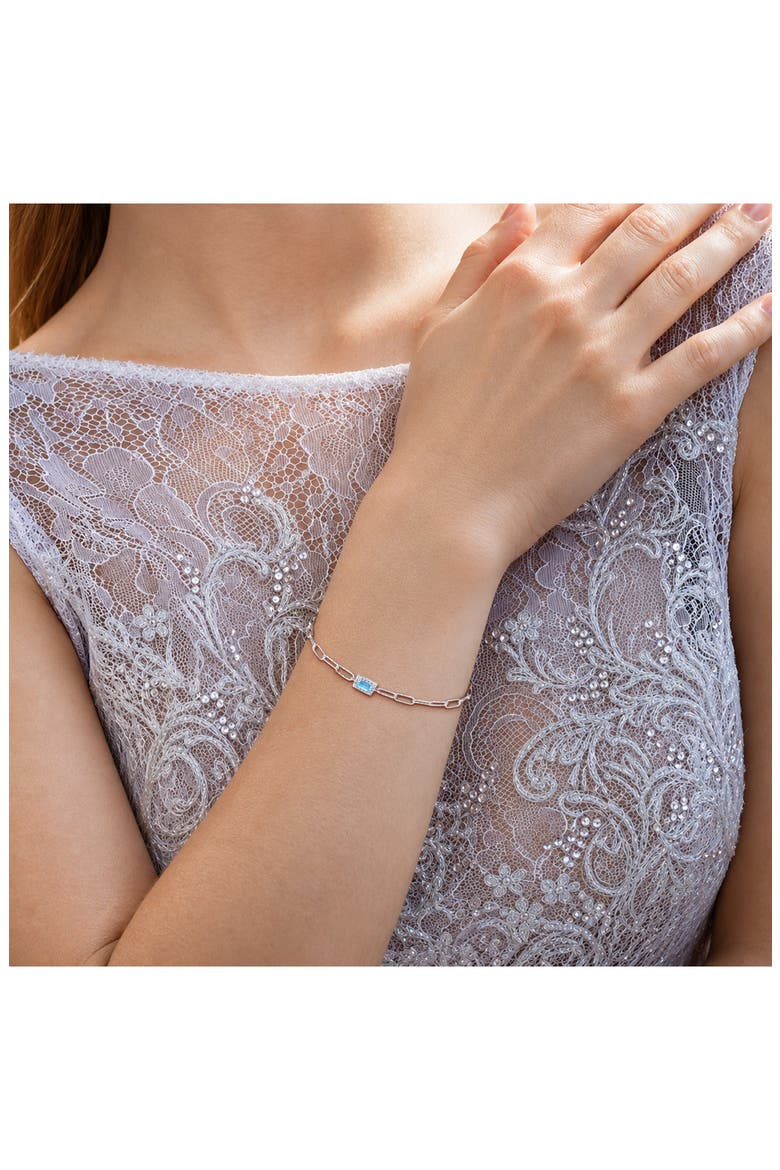 Swiss Blue Topaz Paperclip Chain Bracelet, Alternate, color, BLUE