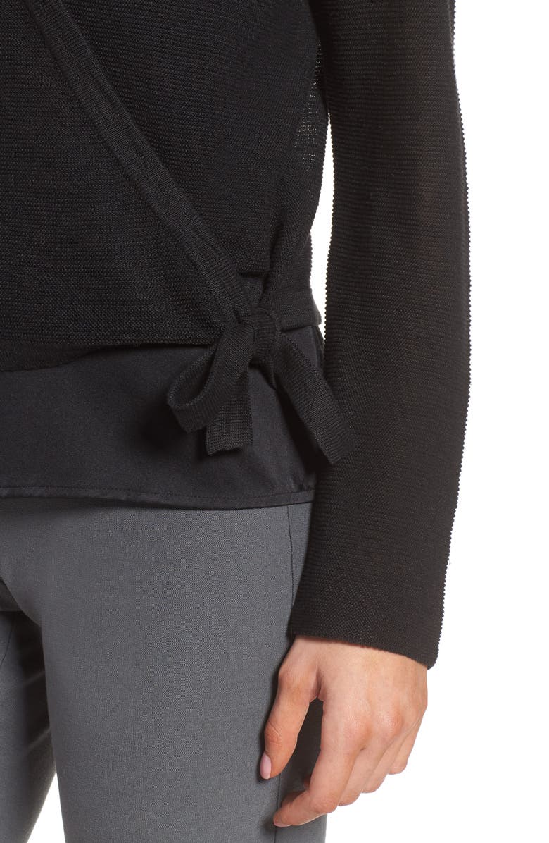 Eileen Fisher Organic Linen Knit Hooded Wrap Cardigan, Alternate, color,