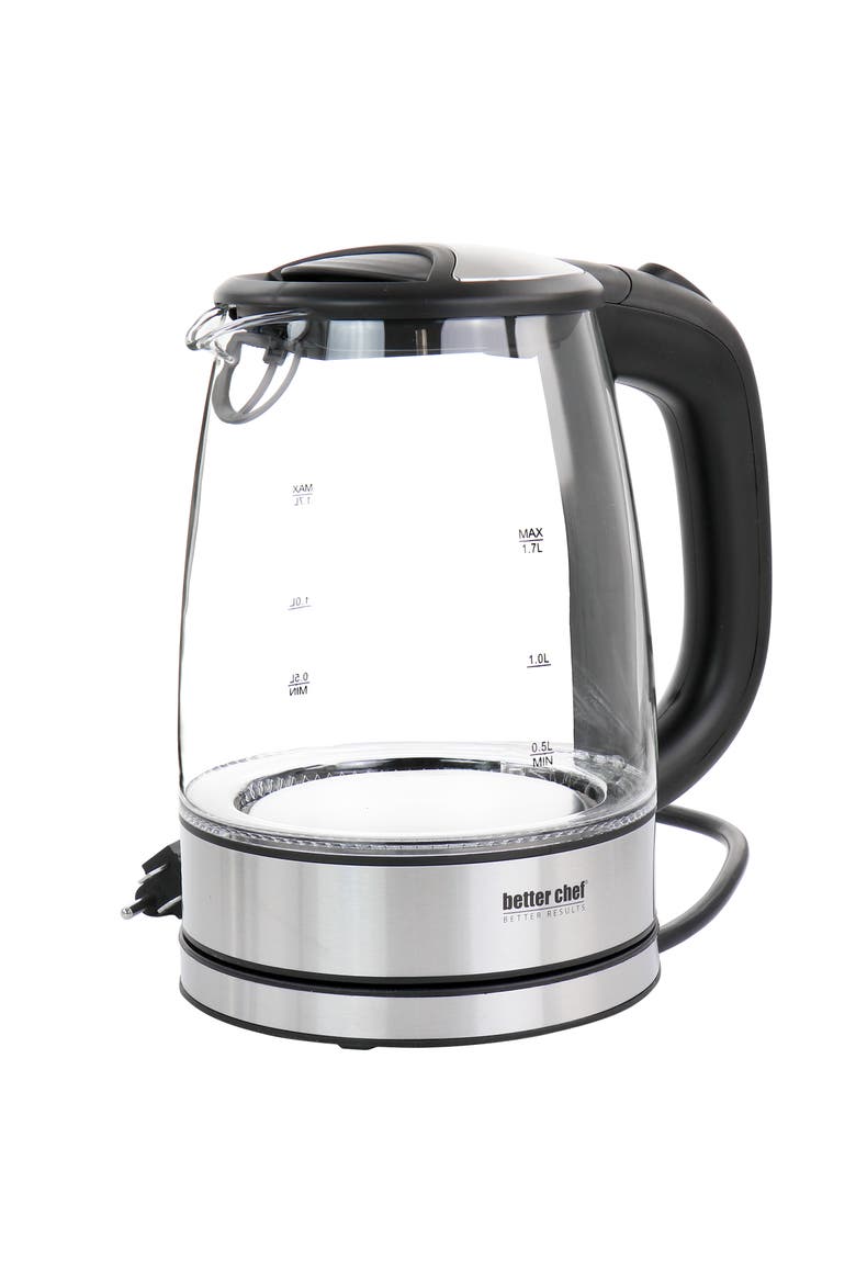 1.7 Liter 360 Degree Glass Cordless Electric Kettle, Main, color, Silver