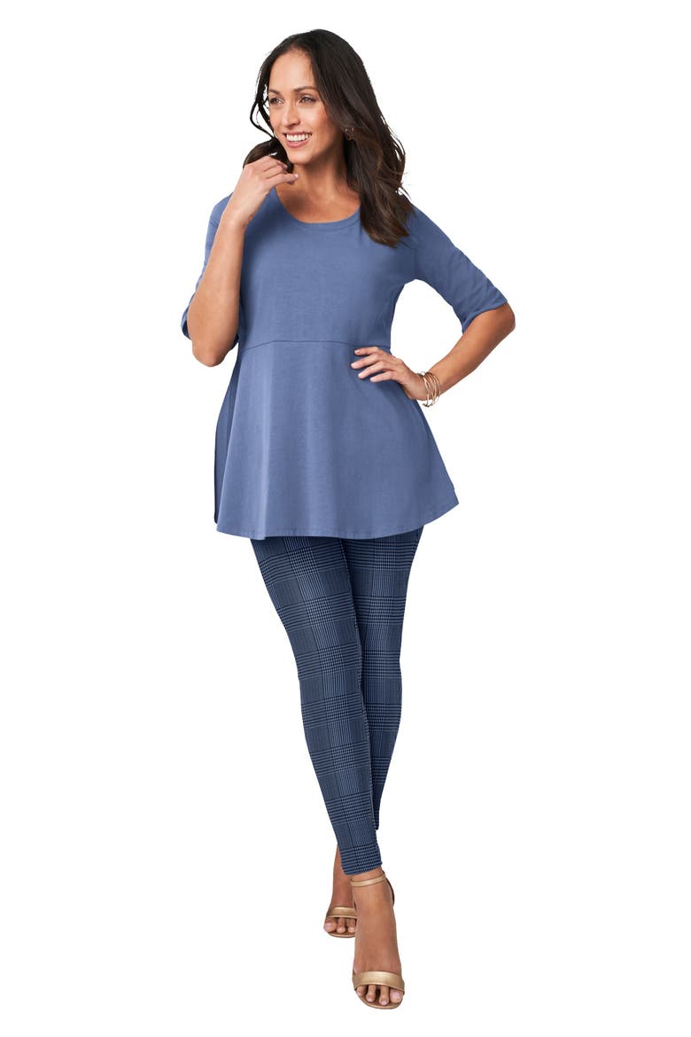 Everyday Stretch Cotton Legging, Main, color, SLATE GREY GLEN PLAID