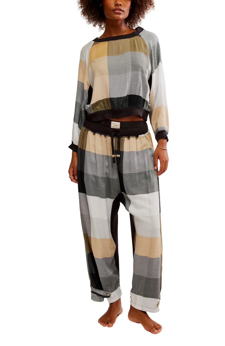 Free People Sugar Cookie Flannel Pajama Sweatshirt, Alternate, color, Neutral Combo